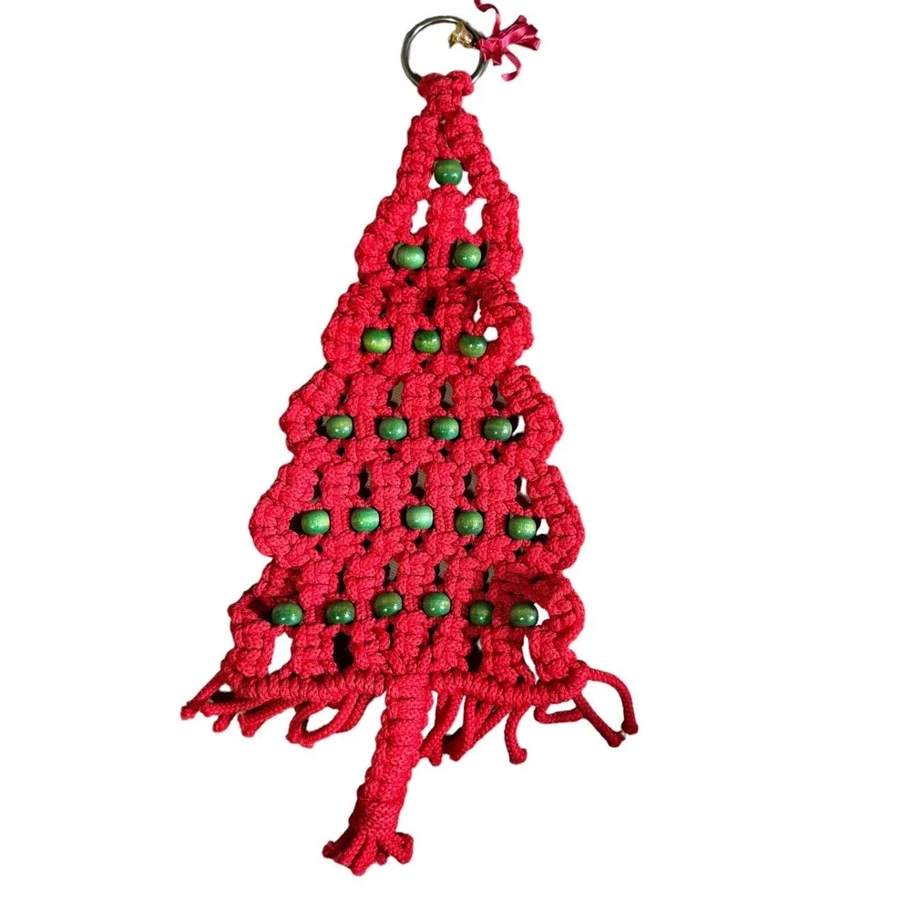 macrame Christmas tree‎ wall hanging Boho Vintage 70's